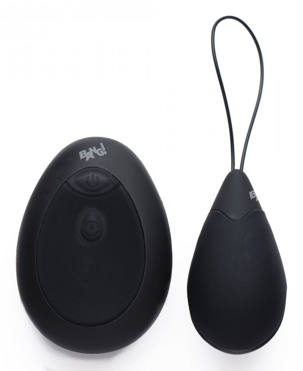BANG! 10X VIBRATING SILICONE EGG W/ REMOTE BLACK - XRAG462BLK