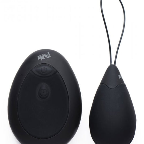 BANG! 10X VIBRATING SILICONE EGG W/ REMOTE BLACK - XRAG462BLK