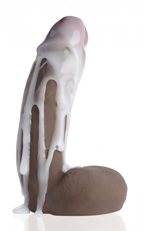 LOADZ 8IN DUAL DENSITY SQUIRTING DILDO DARK - XRAG548