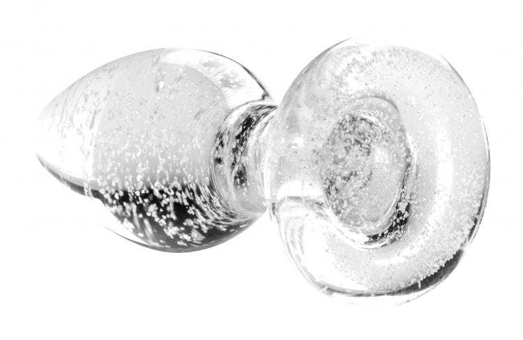 BOOTY SPARKS GLOW-IN-THE-DARK GLASS ANAL PLUG MEDIUM - XRAG555M