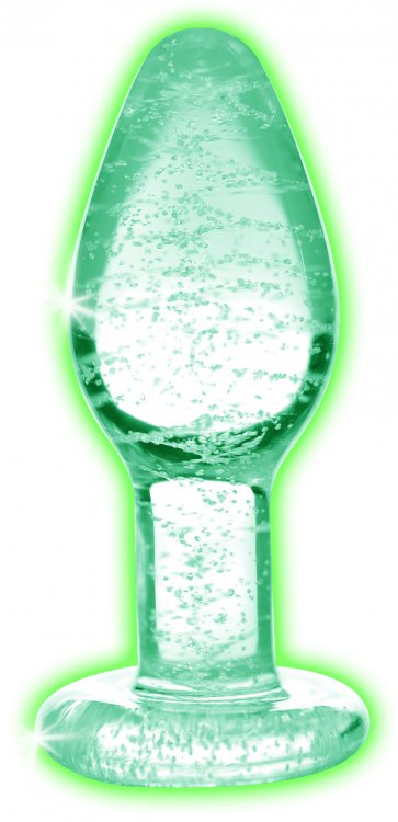 BOOTY SPARKS GLOW-IN-THE-DARK GLASS ANAL PLUG SMALL - XRAG555S