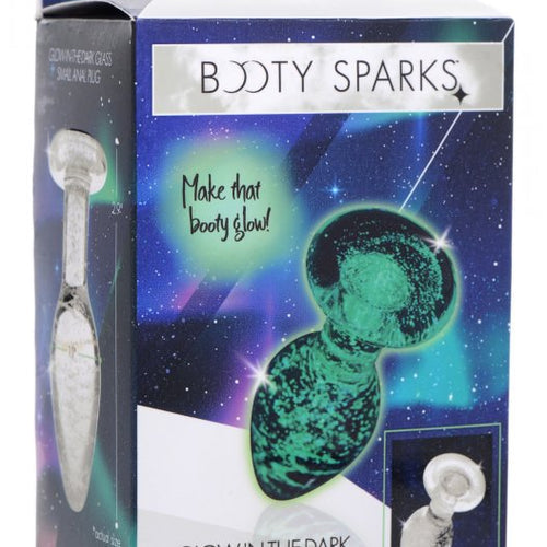 BOOTY SPARKS GLOW-IN-THE-DARK GLASS ANAL PLUG SMALL - XRAG555S
