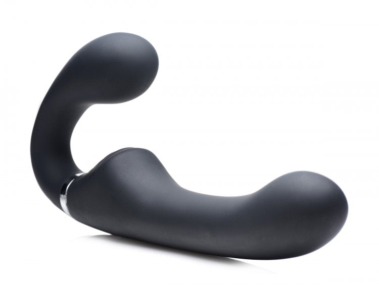 STRAP U MIGHTY RIDER 10X VIBRATING STRAPLESS STRAP-ON BLACK - XRAG557BLK