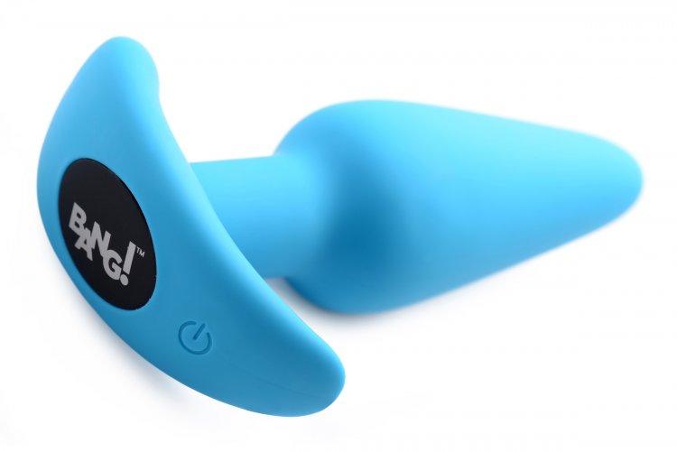 BANG! 21X VIBRATING SILICONE BUTT PLUG W/ REMOTE BLUE - XRAG563BLU