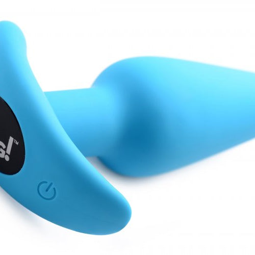 BANG! 21X VIBRATING SILICONE BUTT PLUG W/ REMOTE BLUE - XRAG563BLU