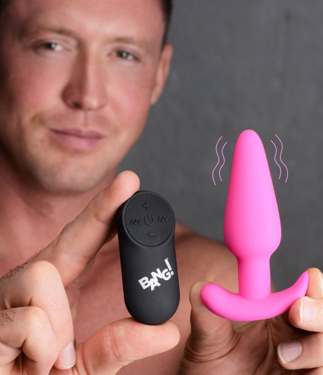 BANG! 21X VIBRATING SILICONE BUTT PLUG W/ REMOTE PINK - XRAG563PNK