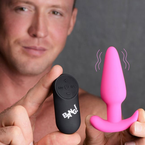 BANG! 21X VIBRATING SILICONE BUTT PLUG W/ REMOTE PINK - XRAG563PNK