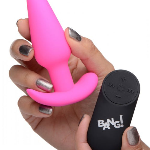 BANG! 21X VIBRATING SILICONE BUTT PLUG W/ REMOTE PINK - XRAG563PNK