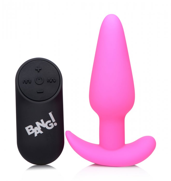 BANG! 21X VIBRATING SILICONE BUTT PLUG W/ REMOTE PINK - XRAG563PNK