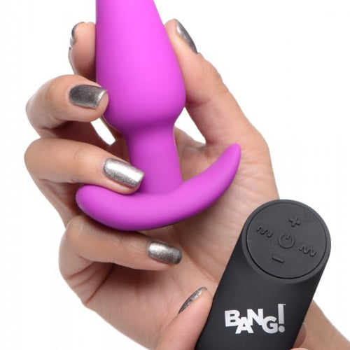 BANG! 21X VIBRATING SILICONE BUTT PLUG W/ REMOTE PURPLE - XRAG563PUR
