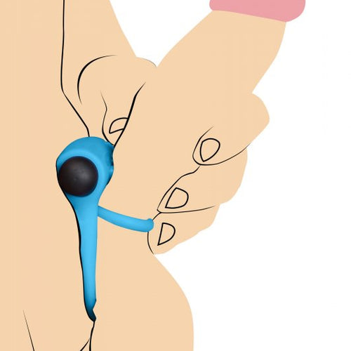 BANG! SILICONE COCK RING & BULLET W/ REMOTE BLUE - XRAG572BLU