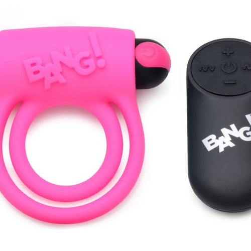 BANG! SILICONE COCK RING & BULLET W/ REMOTE PINK - XRAG572PNK