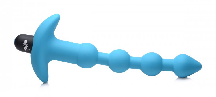 BANG! VIBRATING SILICONE ANAL BEADS & REMOTE BLUE - XRAG614BLU