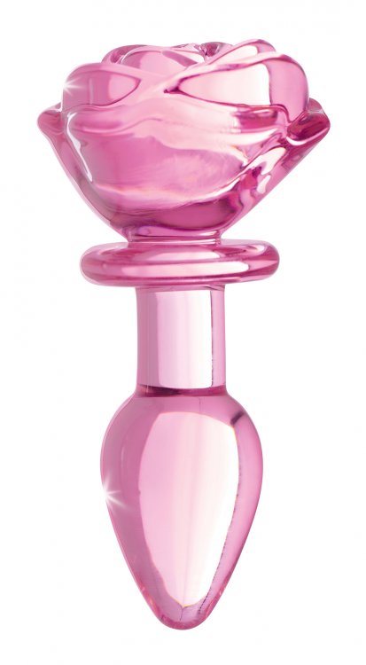 BOOTY SPARKS PINK ROSE GLASS SMALL ANAL PLUG - XRAG650S