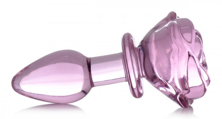 BOOTY SPARKS PINK ROSE GLASS SMALL ANAL PLUG - XRAG650S