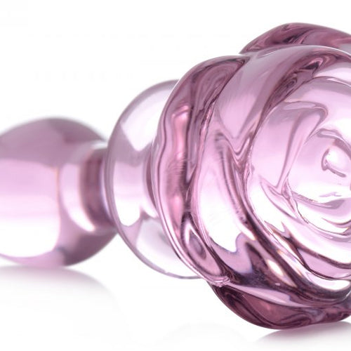 BOOTY SPARKS PINK ROSE GLASS SMALL ANAL PLUG - XRAG650S