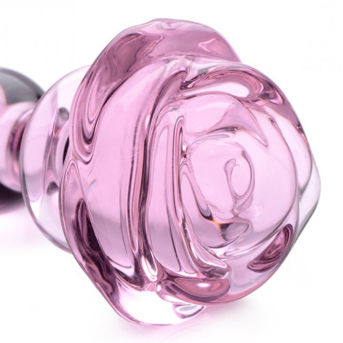 BOOTY SPARKS PINK ROSE GLASS SMALL ANAL PLUG - XRAG650S