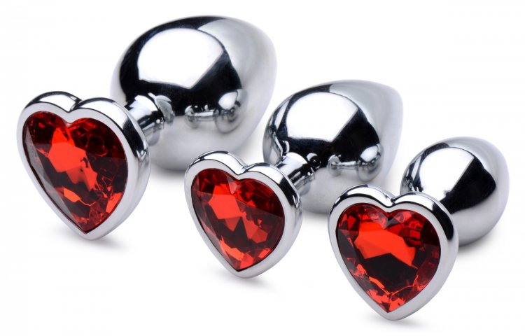 BOOTY SPARKS RED HEART GEM ANAL PLUG SET - XRAG694
