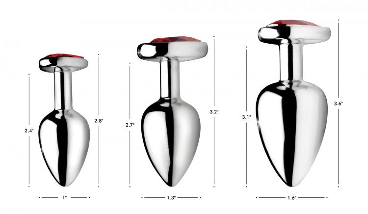 BOOTY SPARKS RED HEART GEM ANAL PLUG SET - XRAG694