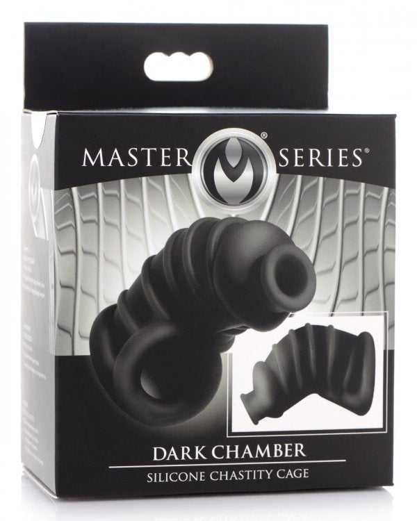 MASTER SERIES DARK CHAMBER SILICONE CHASTITY CAGE - XRAG722BLK