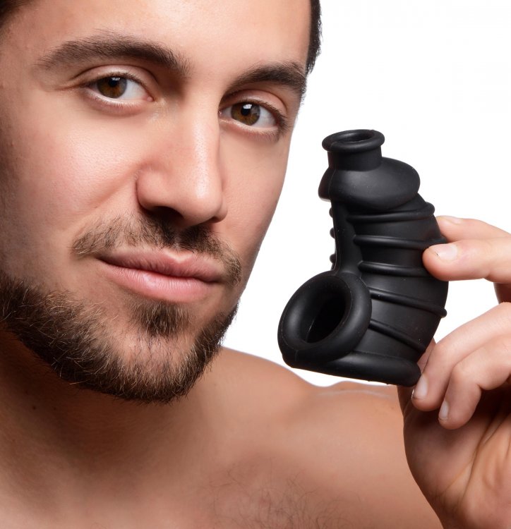 MASTER SERIES DARK CHAMBER SILICONE CHASTITY CAGE - XRAG722BLK