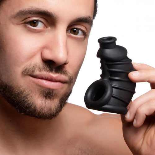 MASTER SERIES DARK CHAMBER SILICONE CHASTITY CAGE - XRAG722BLK