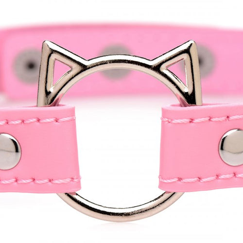 MASTER SERIES KINKY KITTY RING SLIM CHOKER PINK - XRAG726PNK