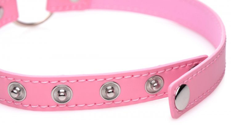 MASTER SERIES KINKY KITTY RING SLIM CHOKER PINK - XRAG726PNK