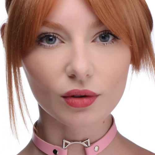 MASTER SERIES KINKY KITTY RING SLIM CHOKER PINK - XRAG726PNK