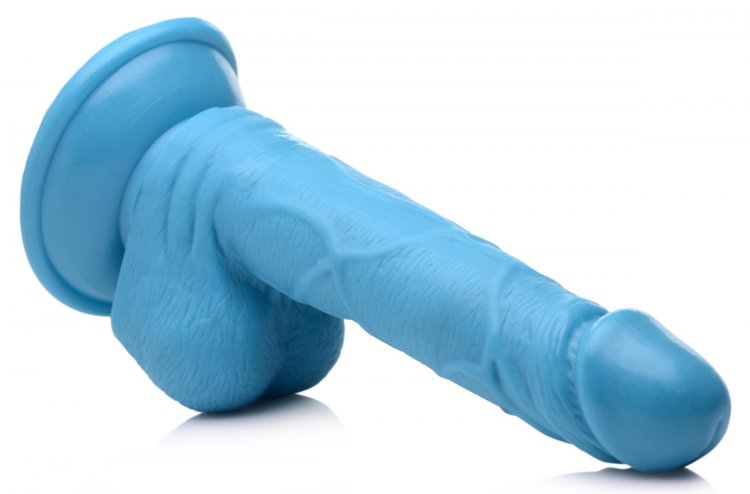 POP 6.5IN DILDO W/ BALLS BLUE - XRAG766BLU