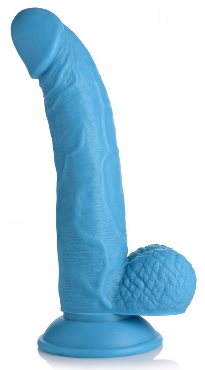 POP 7.5IN DILDO W/ BALLS BLUE - XRAG767BLU