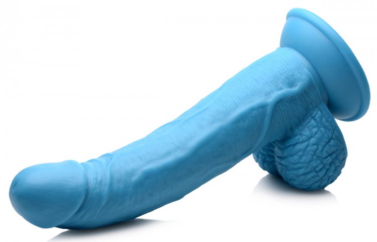 POP 7.5IN DILDO W/ BALLS BLUE - XRAG767BLU