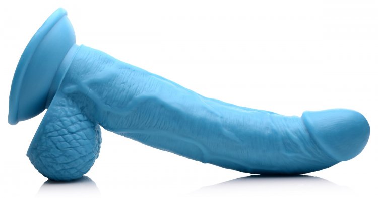 POP 7.5IN DILDO W/ BALLS BLUE - XRAG767BLU