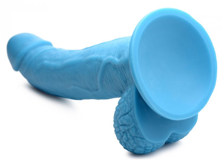 POP 7.5IN DILDO W/ BALLS BLUE - XRAG767BLU