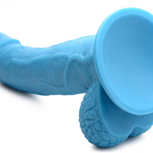 POP 7.5IN DILDO W/ BALLS BLUE - XRAG767BLU