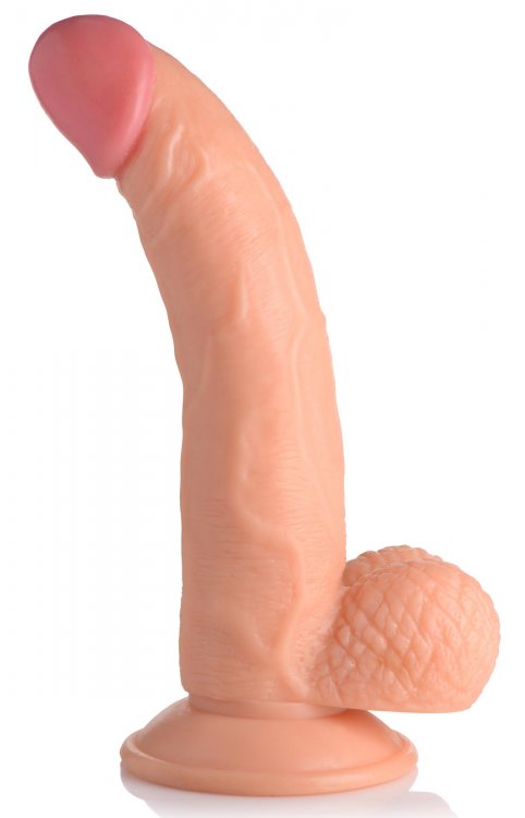 POP 7.5IN DILDO W/ BALLS LIGHT - XRAG767LT