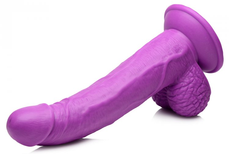 POP 7.5IN DILDO W/ BALLS PURPLE - XRAG767PUR