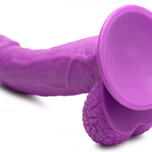 POP 7.5IN DILDO W/ BALLS PURPLE - XRAG767PUR