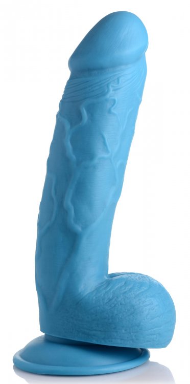 POP 8.25IN DILDO W/ BALLS BLUE - XRAG768BLU