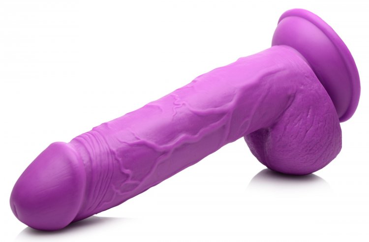 POP 8.25IN DILDO W/ BALLS PURPLE - XRAG768PUR