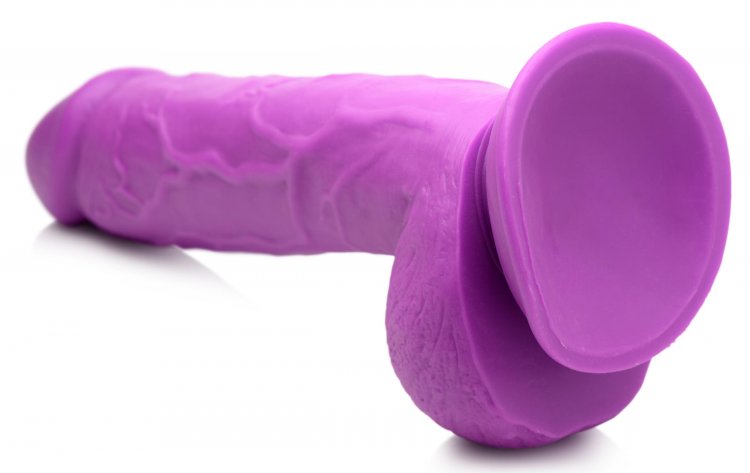 POP 8.25IN DILDO W/ BALLS PURPLE - XRAG768PUR