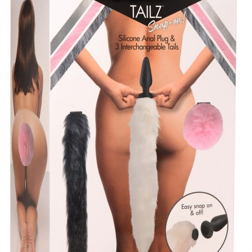 TAILZ SNAP ON SILICONE ANAL PLUG & 3 INTERCHANGEABLE TAILS - XRAG828