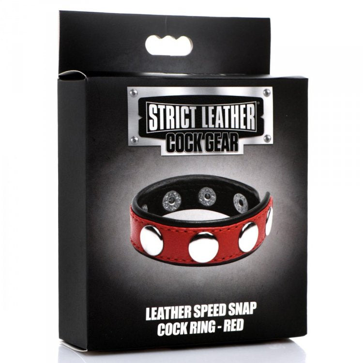 STRICT COCK GEAR LEATHER SPEED SNAP COCK RING RED - XRAG845RED