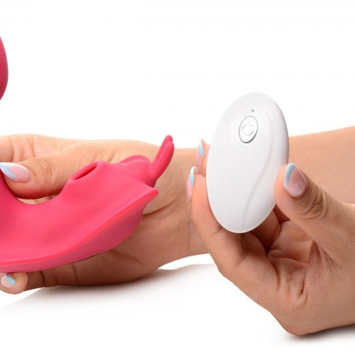 SHEGASM BUTTERFLY TEASE 10X CLIT SUCTION STIM W/ REMOTE - XRAG886