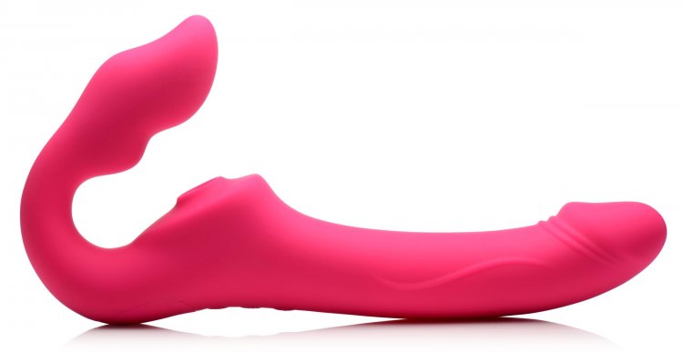 STRAP U LICKING & VIBRATING STRAPLESS STRAP-ON W/ REMOTE - XRAG906