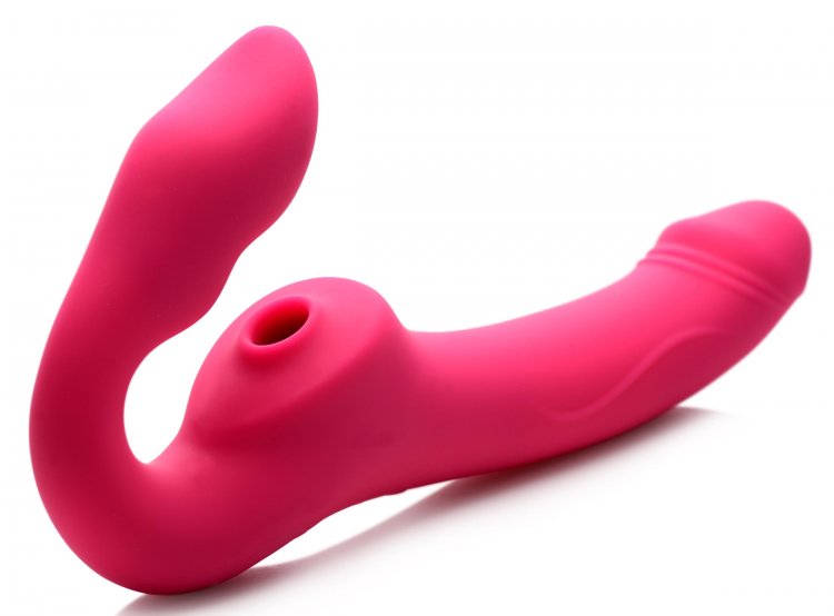 STRAP U LICKING & VIBRATING STRAPLESS STRAP-ON W/ REMOTE - XRAG906