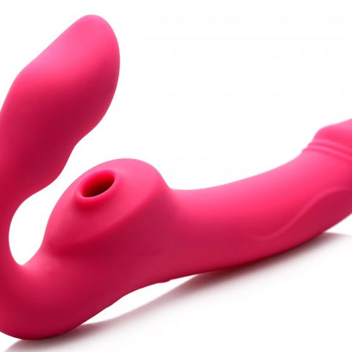 STRAP U LICKING & VIBRATING STRAPLESS STRAP-ON W/ REMOTE - XRAG906