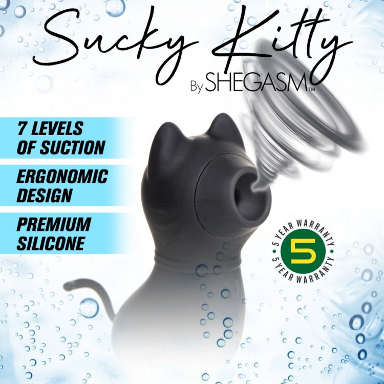 SHEGASM SUCKY KITTY 7X CLIT STIM BLACK - XRAG960BLK