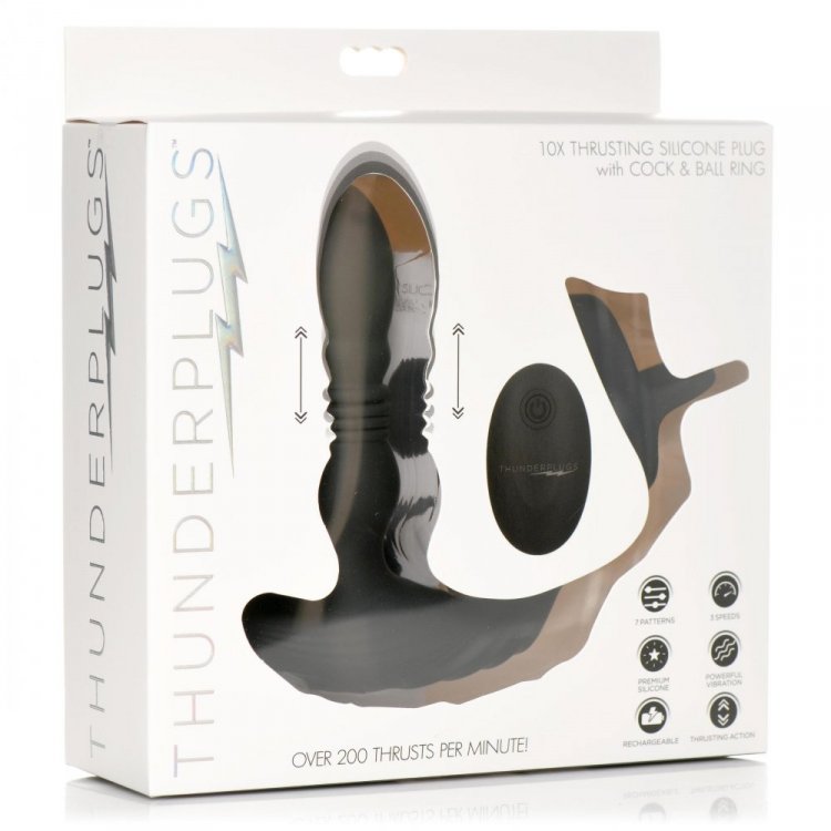 THUNDERPLUGS 10X THRUSTING PLUG W/ COCK & BALL RING - XRAG970