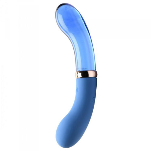PRISMS VIBRA-GLASS 10X BLEU DUAL ENDED GLASS G SPOT VIBE - XRAH029